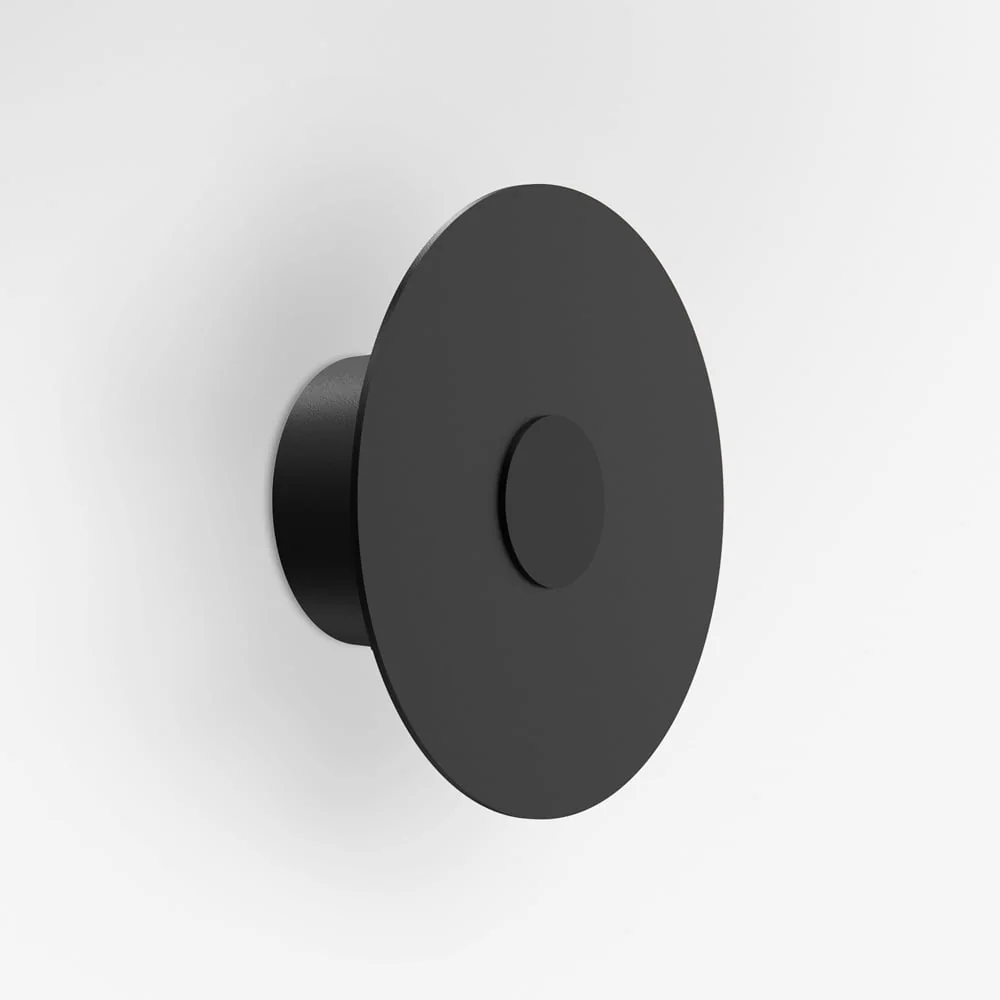Black Metal Wall Light — Aura series · Glowing disc — Sandy Black