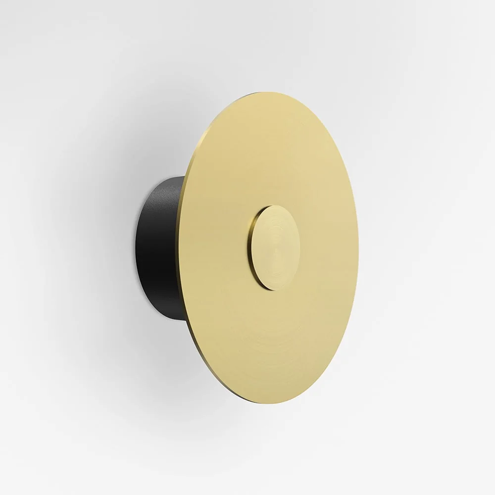 Brass Metal Wall Light — Aura series · Glowing disc — Matte Brass
