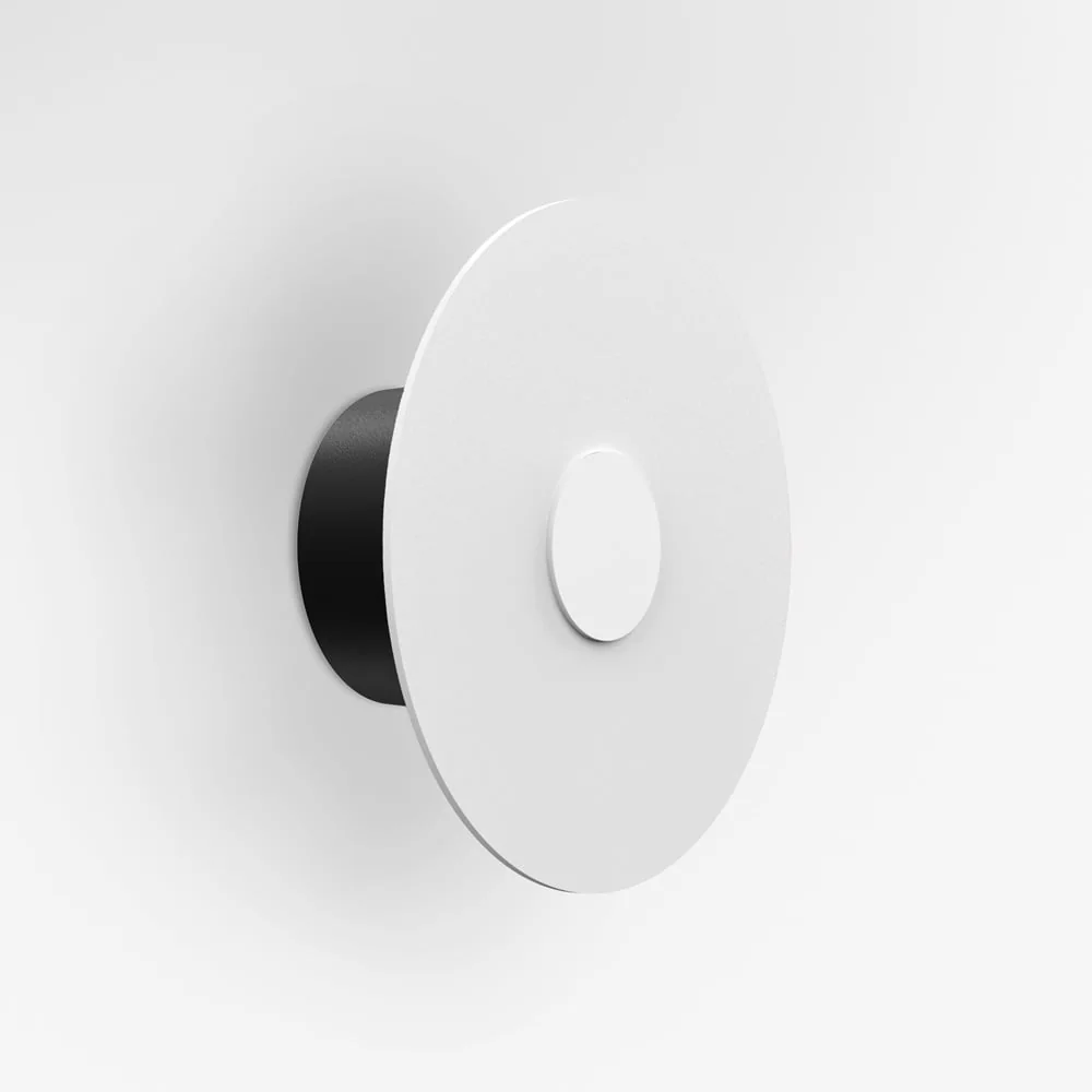 White Metal Wall Light — Aura series · Glowing disc — Sandy White