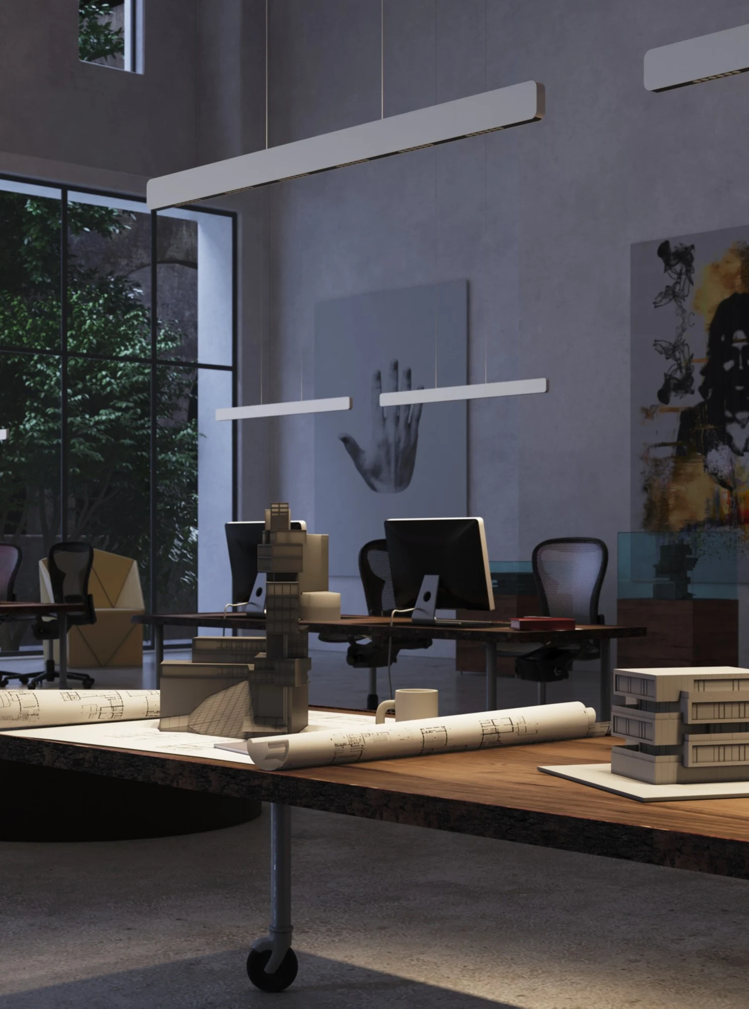 White Linea Bar Pendant (QN 34221-137) — view 2