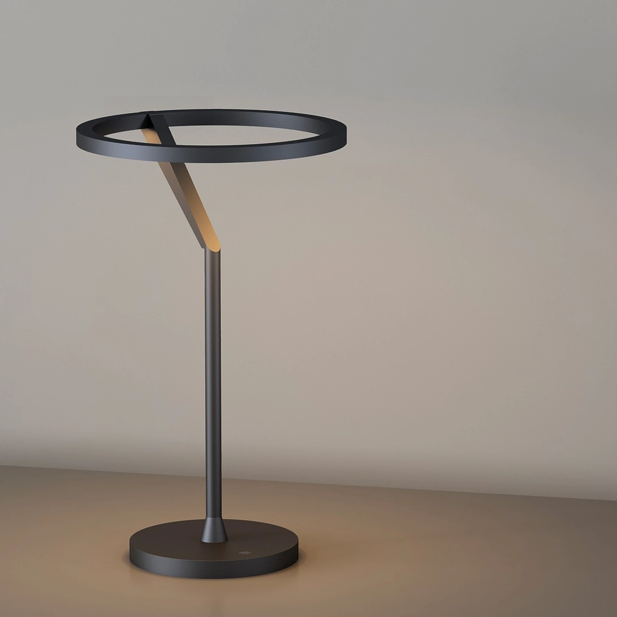 Graphite Orbit Table Lamp — سلسلة Orbit · مصباح طاولة حلقي — Graphite