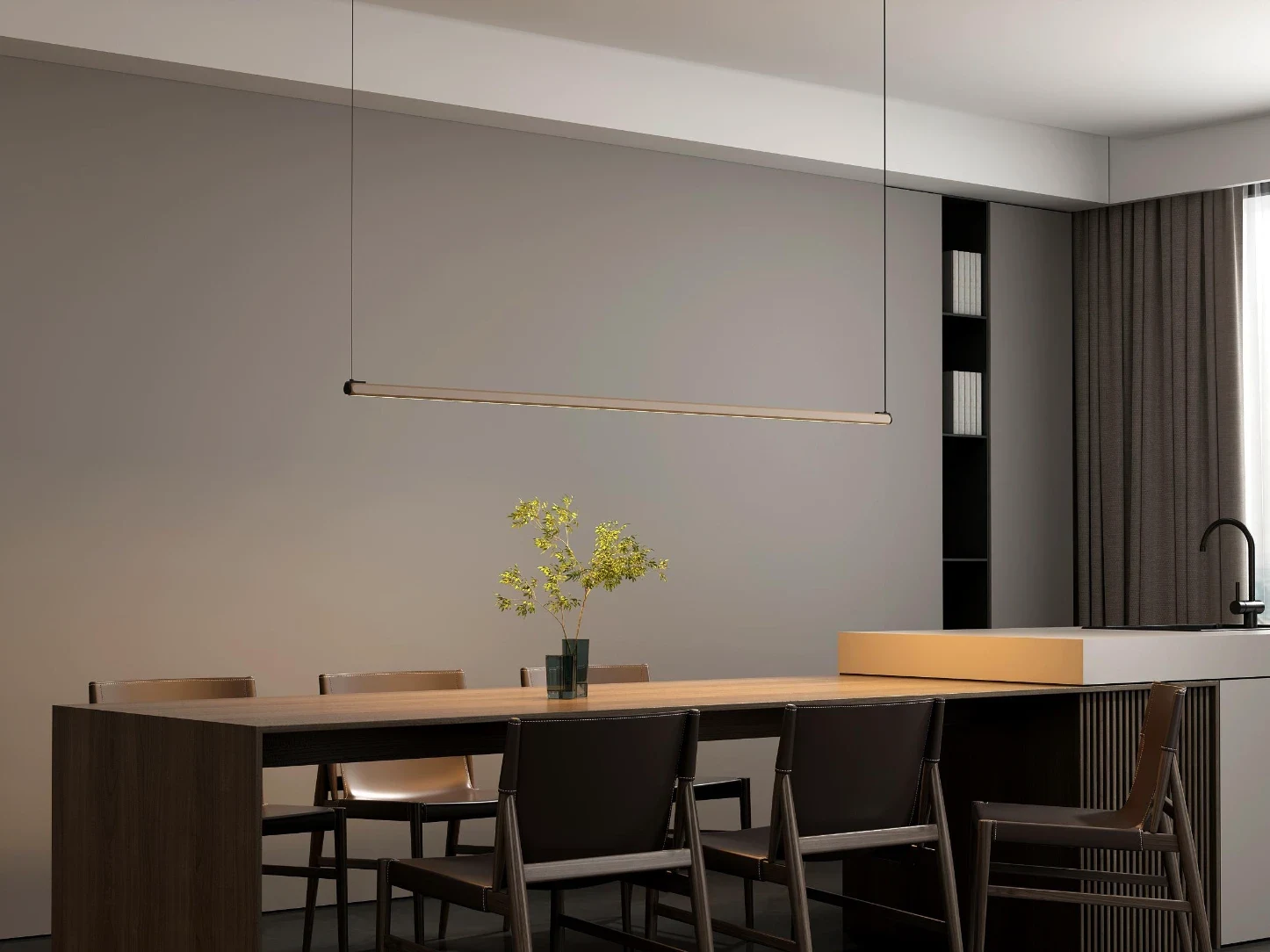 Black Petal Linear Pendant (QN 34152-074) — view 2