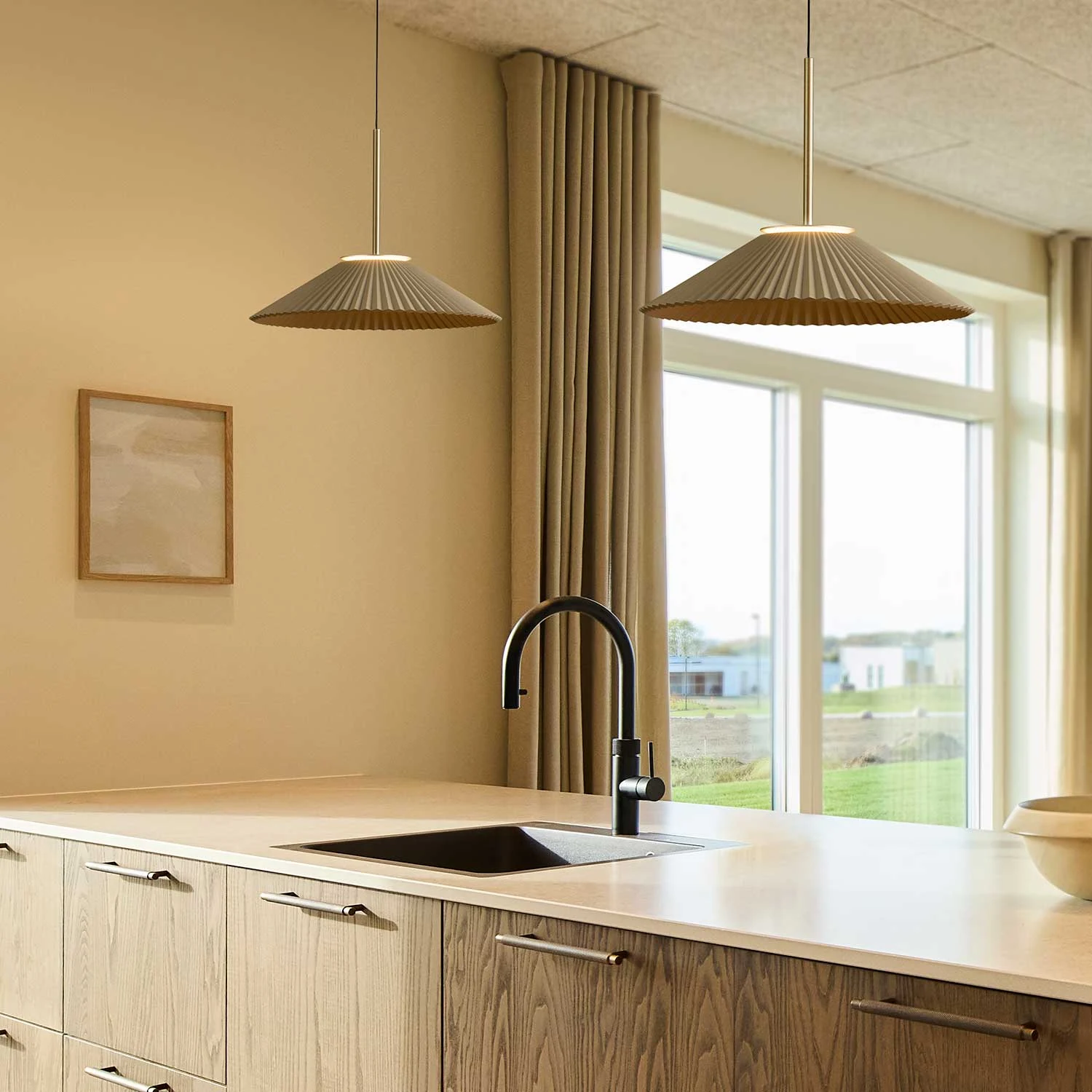 Ivory Plisse Pendant Light (QN 34165-087) — view 3