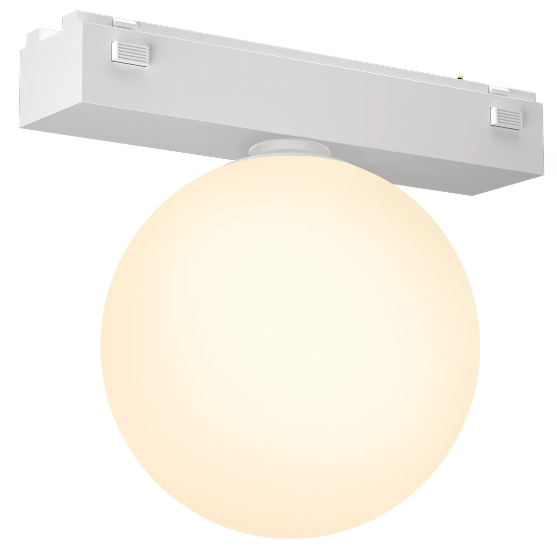 Trace Globe 63 8W · 120mm — Sandy White — Trace series · 48V magnetic track