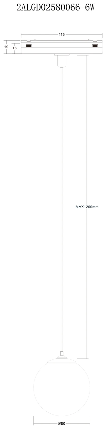 Trace Pendant Globe 66 6W (QV 15200-325) — view 3
