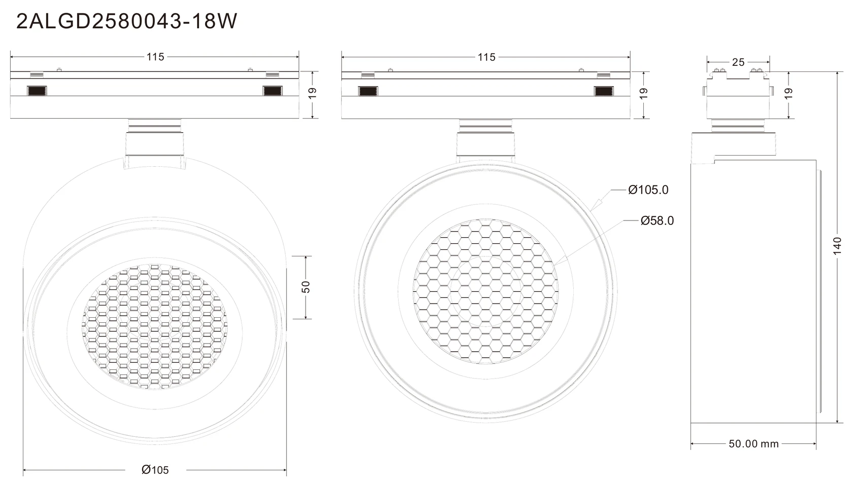 Trace Honeycomb Spot 43 18W (QV 15200-309) — view 4