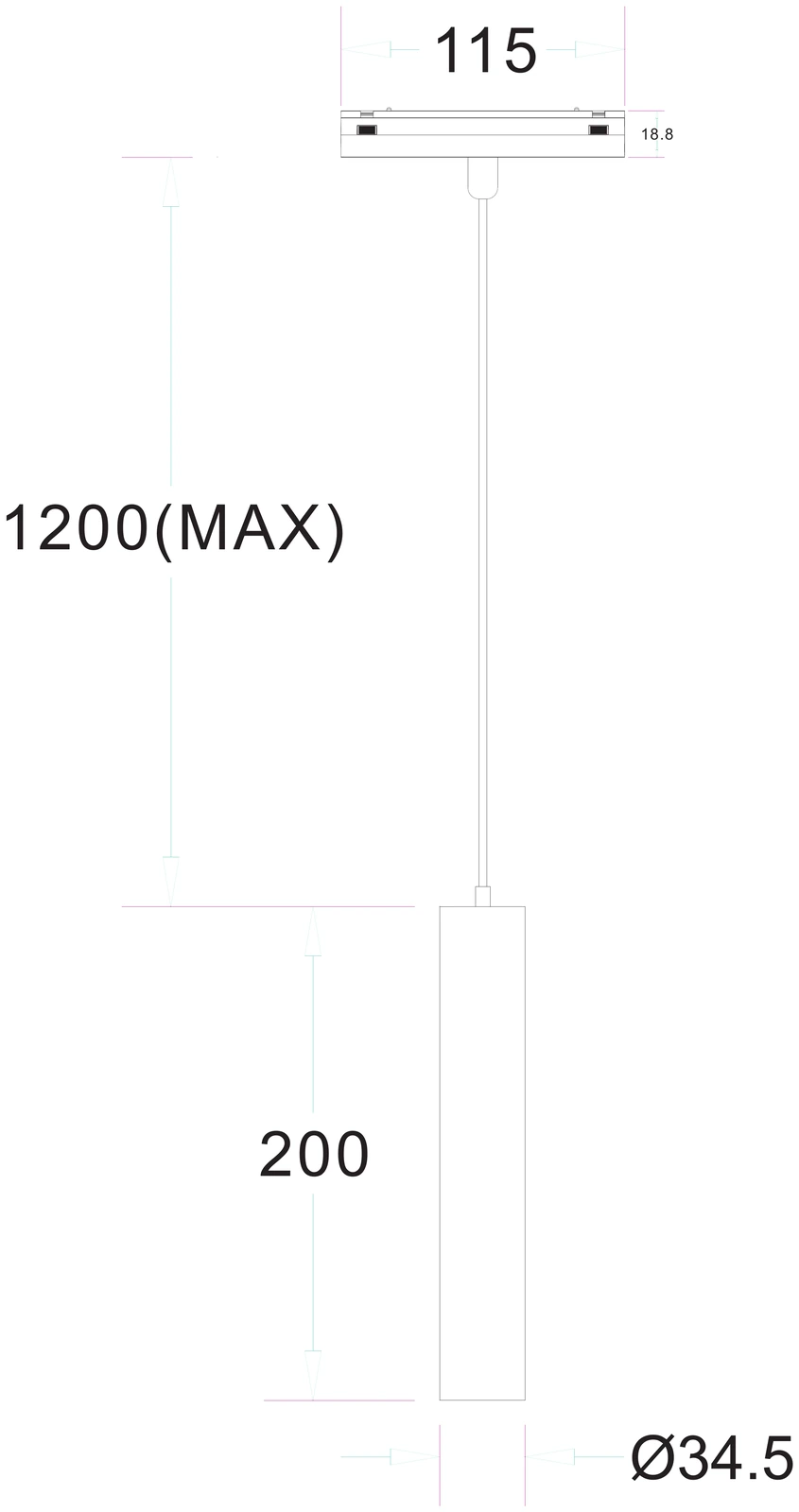 Trace Pendant Spot 25 10W · 200mm (QV 15200-267) — view 3
