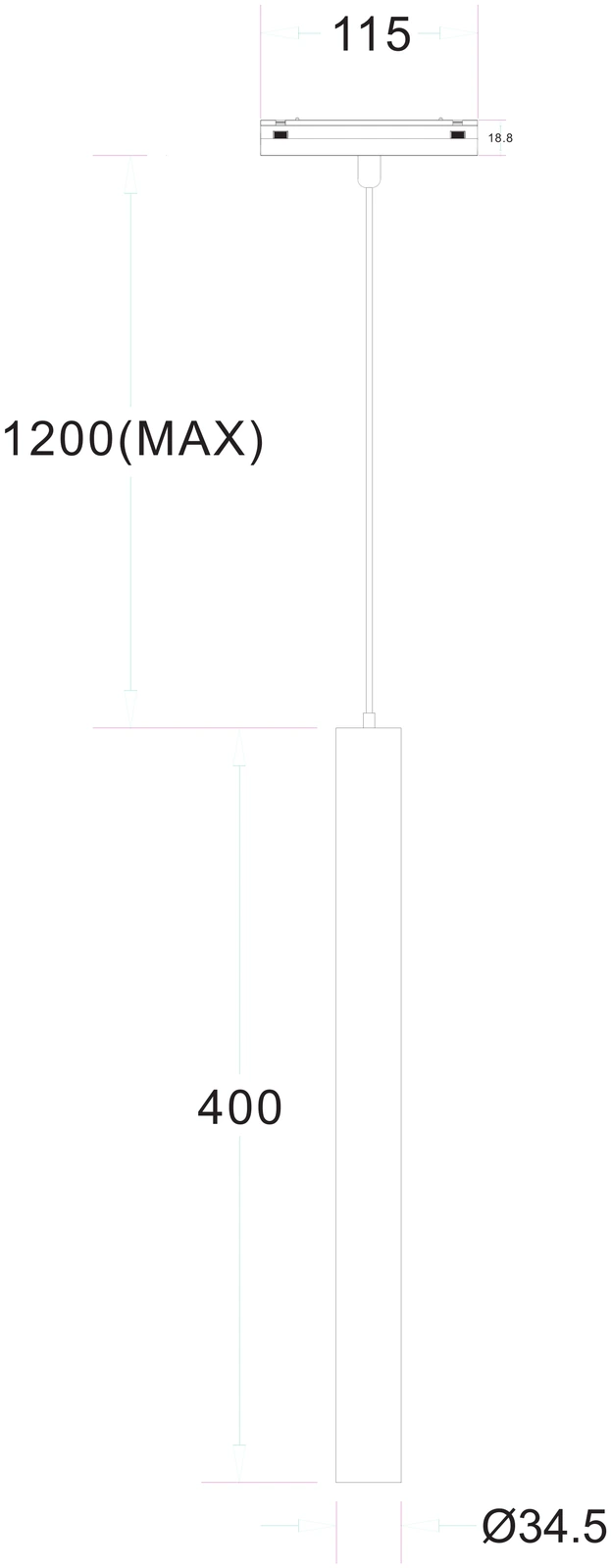 Trace Pendant Spot 25 10W · 400mm (QV 15200-271) — view 3
