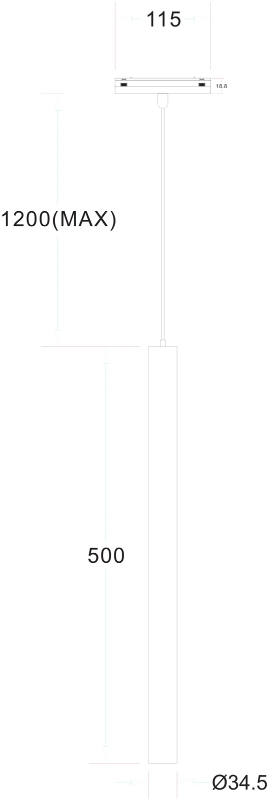 Trace Pendant Spot 25 10W · 500mm (QV 15200-273) — view 3